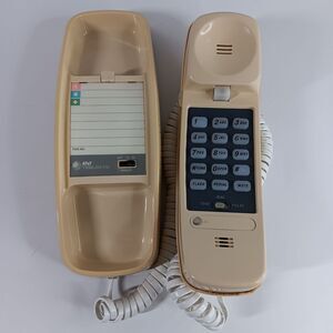 ATT AT&T 210 Trimline Corded Phone Beige Touch Tone Push Button Landline Vtg